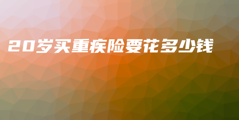 20岁买重疾险要花多少钱-保点通