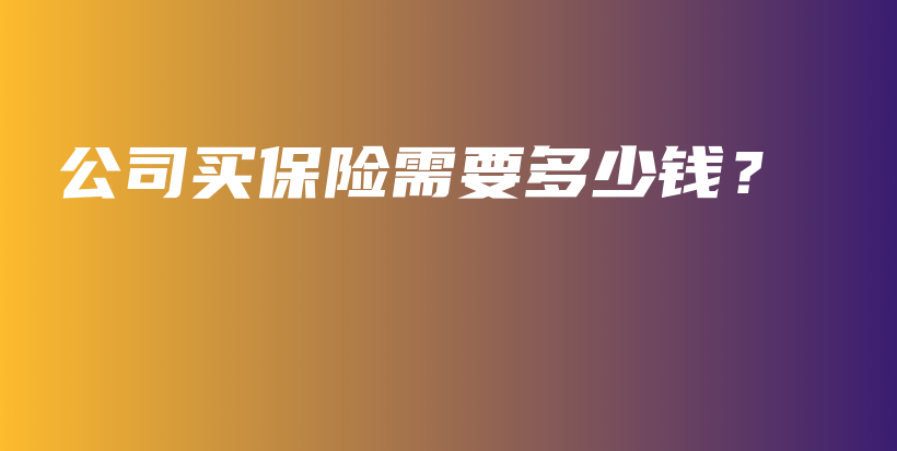 公司买保险需要多少钱？-保点通