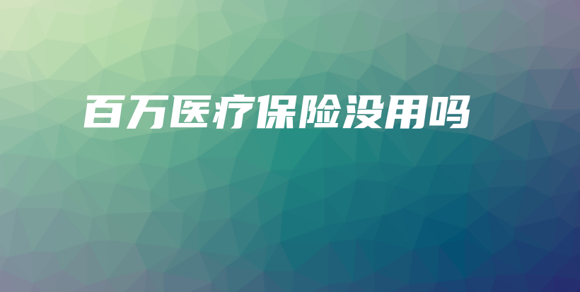 百万医疗保险没用吗-保点通
