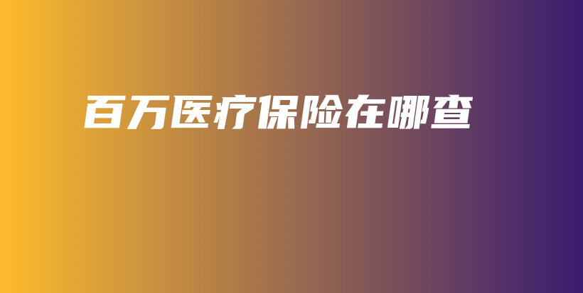 百万医疗保险在哪查-保点通