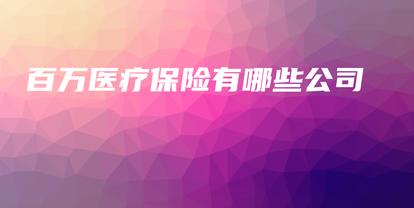 百万医疗保险有哪些公司-保点通