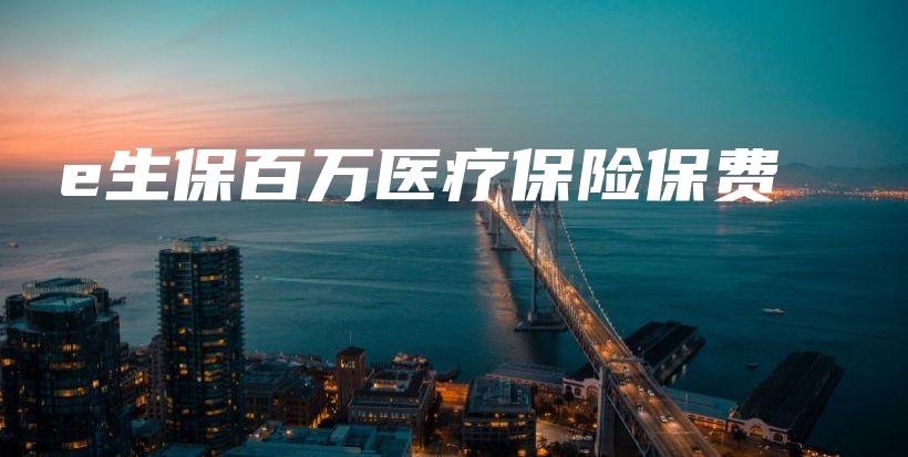 e生保百万医疗保险保费-保点通