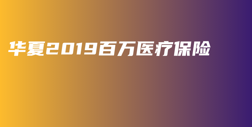 华夏2019百万医疗保险-保点通