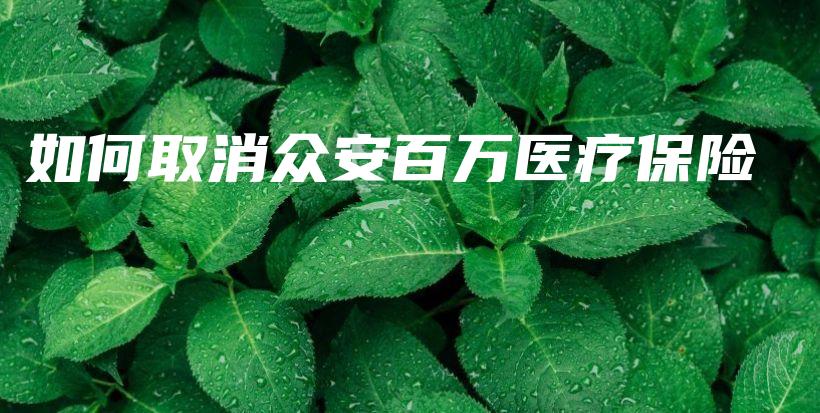 如何取消众安百万医疗保险-保点通