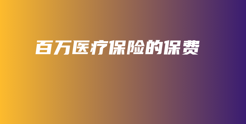百万医疗保险的保费-保点通