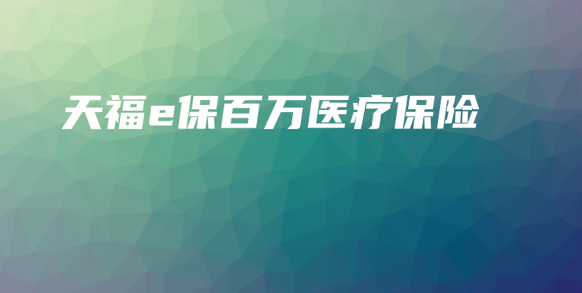 天福e保百万医疗保险-保点通