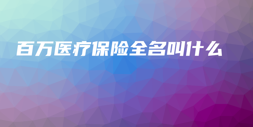 百万医疗保险全名叫什么-保点通
