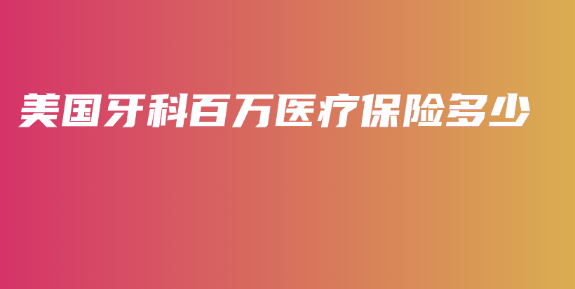 美国牙科百万医疗保险多少-保点通