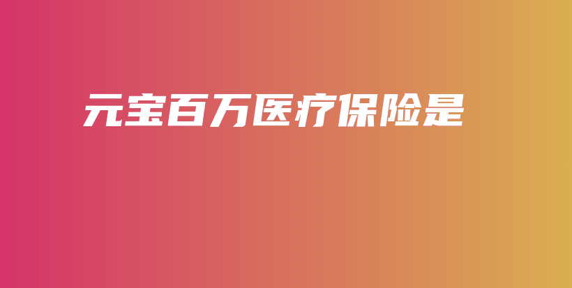 元宝百万医疗保险是-保点通
