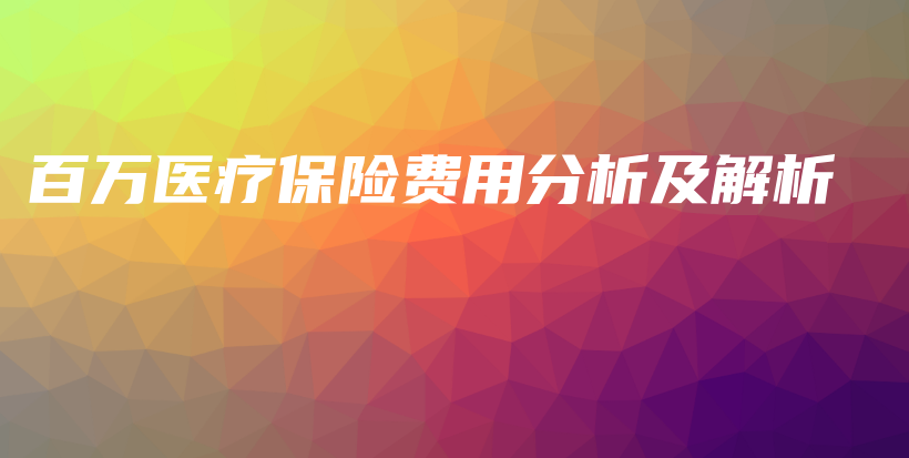 百万医疗保险费用分析及解析-保点通