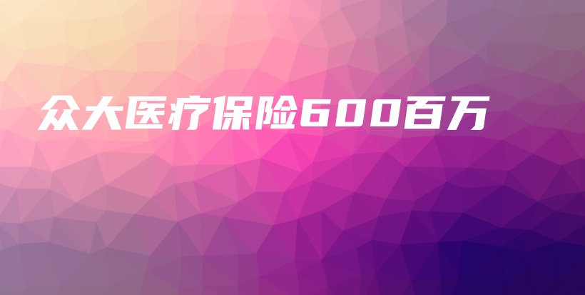 众大医疗保险600百万-保点通
