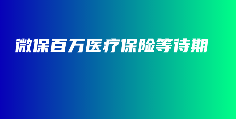 微保百万医疗保险等待期-保点通