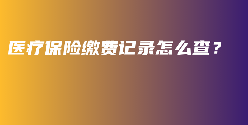 医疗保险缴费记录怎么查？-保点通