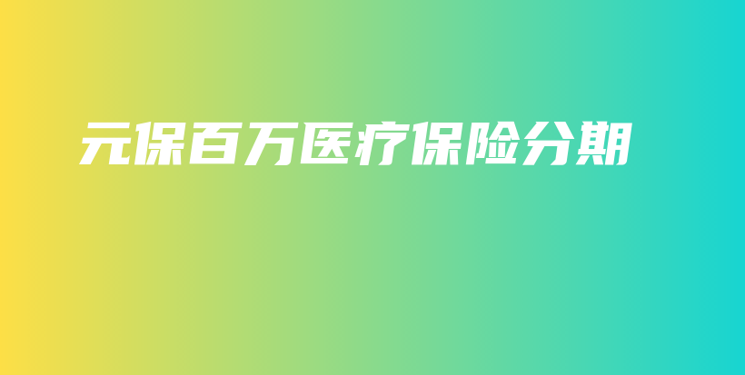 元保百万医疗保险分期-保点通