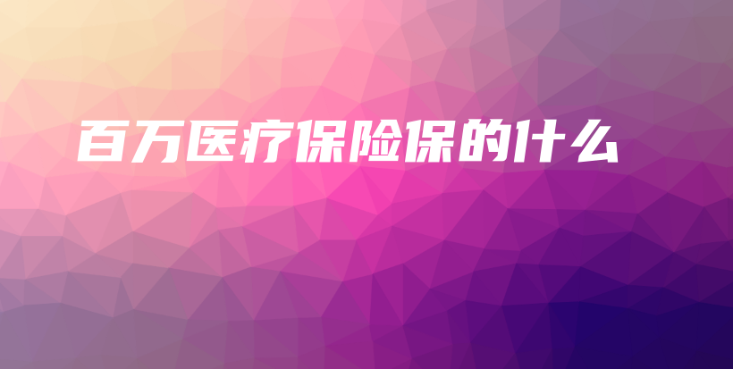 百万医疗保险保的什么-保点通