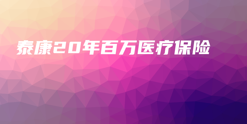 泰康20年百万医疗保险-保点通