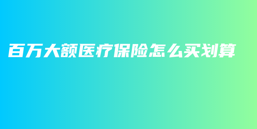 百万大额医疗保险怎么买划算-保点通
