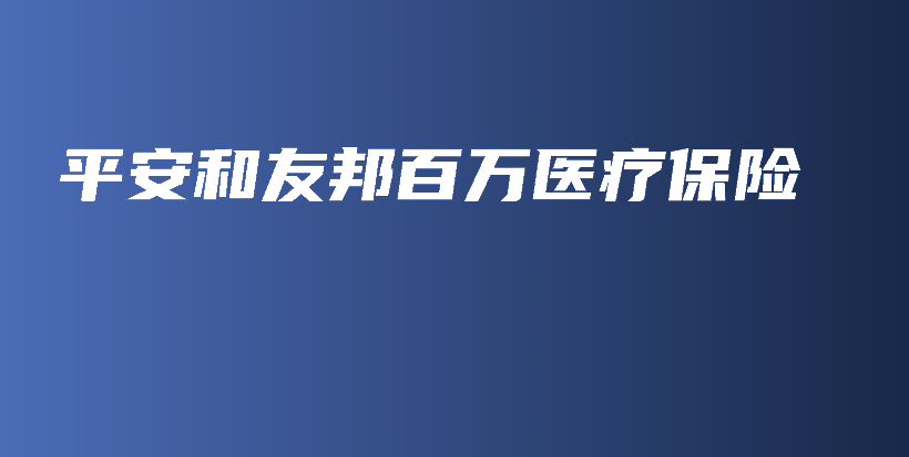 平安和友邦百万医疗保险-保点通
