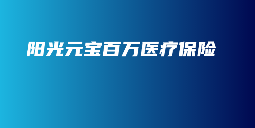 阳光元宝百万医疗保险-保点通