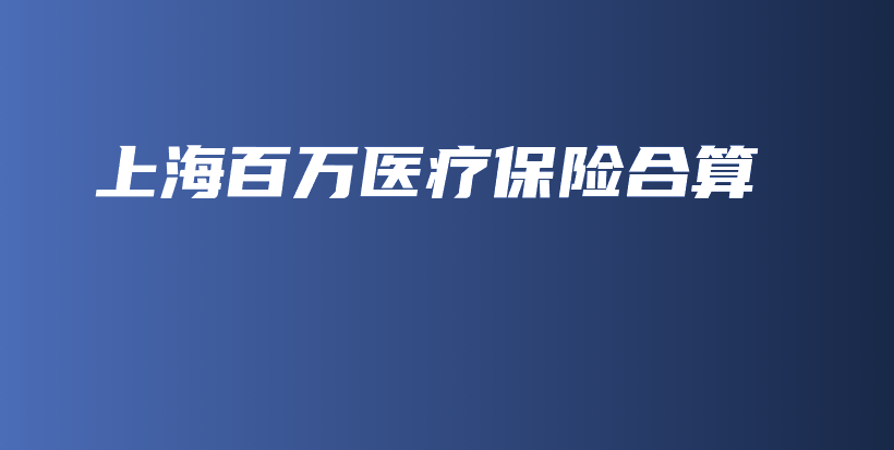 上海百万医疗保险合算-保点通
