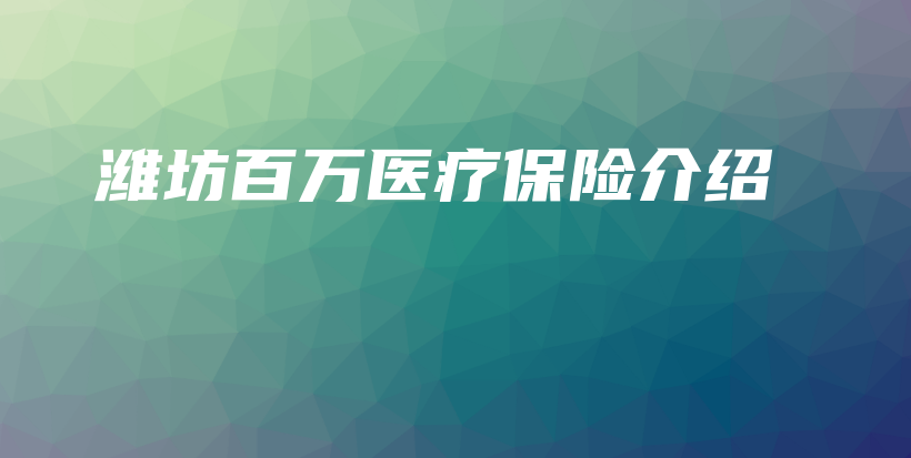 潍坊百万医疗保险介绍-保点通