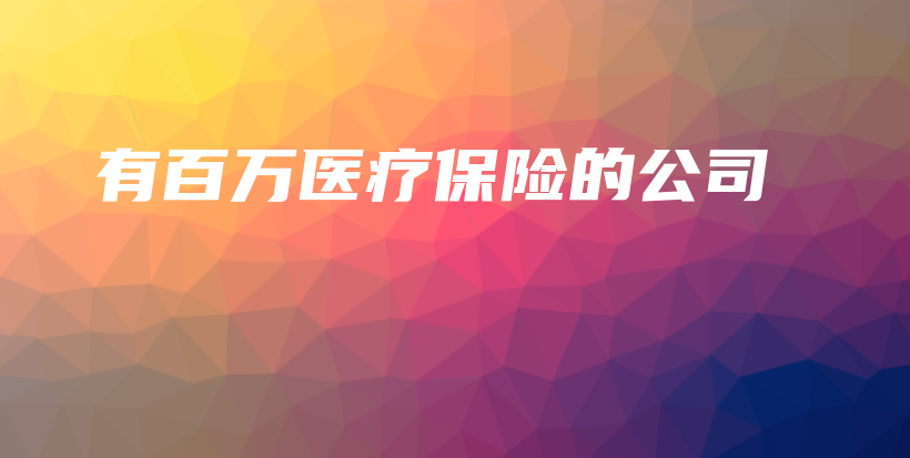 有百万医疗保险的公司-保点通