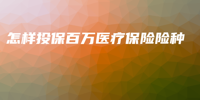 怎样投保百万医疗保险险种-保点通