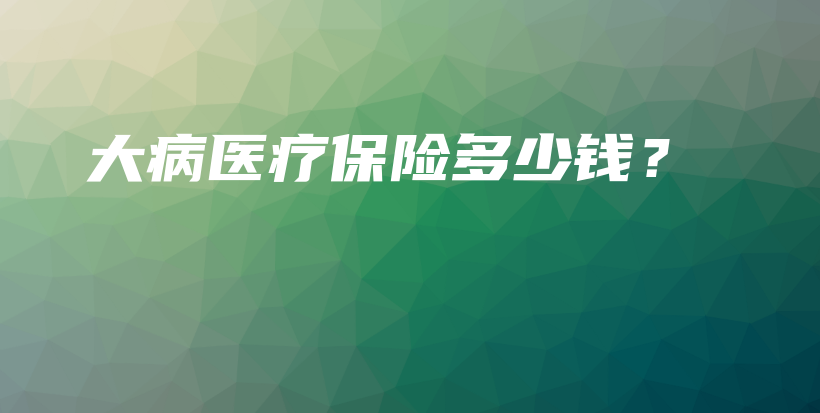 大病医疗保险多少钱？-保点通