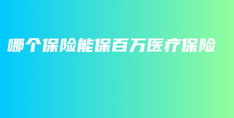 哪个保险能保百万医疗保险-保点通