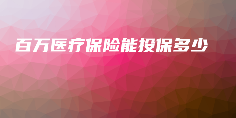 百万医疗保险能投保多少-保点通
