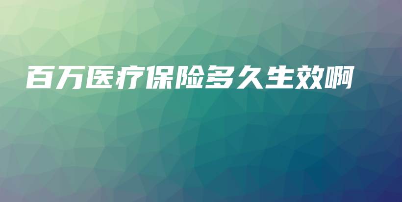 百万医疗保险多久生效啊-保点通