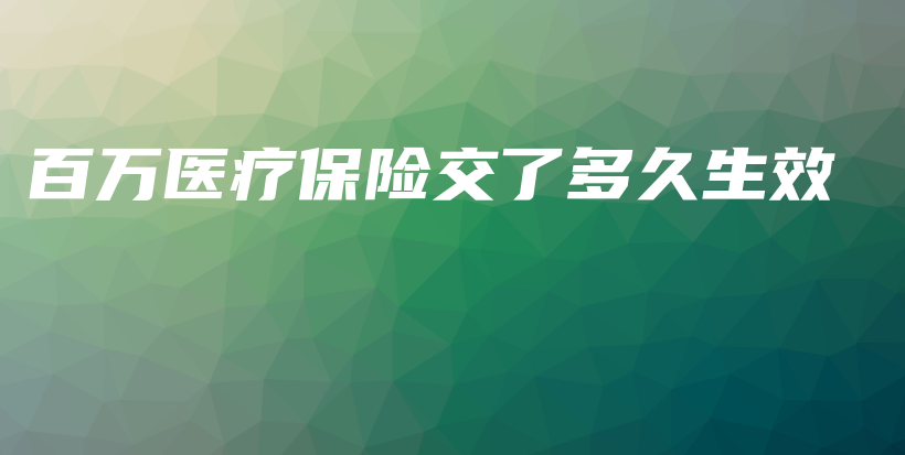 百万医疗保险交了多久生效-保点通