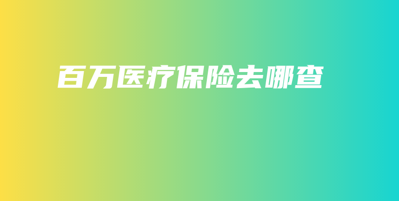 百万医疗保险去哪查-保点通