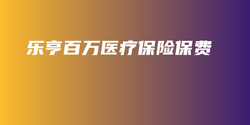 乐亨百万医疗保险保费-保点通