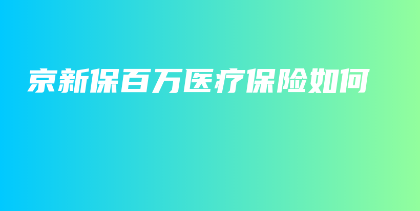 京新保百万医疗保险如何-保点通
