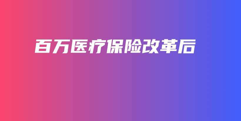 百万医疗保险改革后-保点通