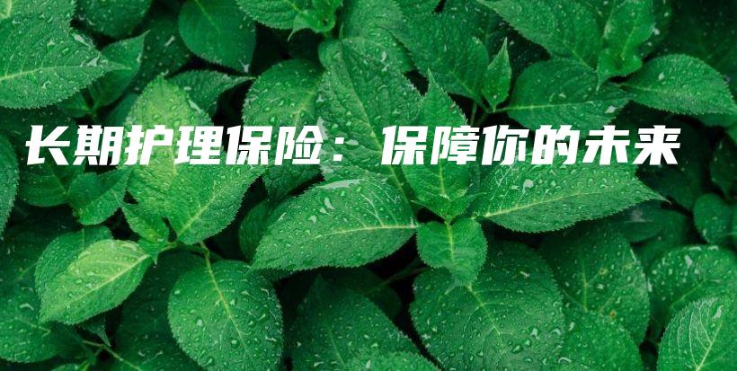 长期护理保险：保障你的未来-保点通