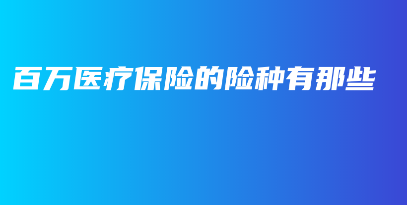 百万医疗保险的险种有那些-保点通