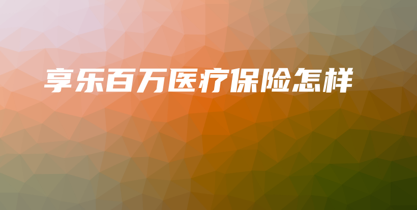 享乐百万医疗保险怎样-保点通