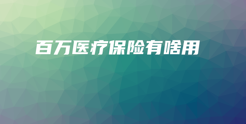 百万医疗保险有啥用-保点通