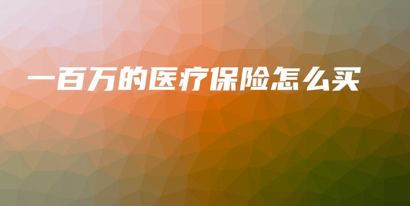 一百万的医疗保险怎么买-保点通
