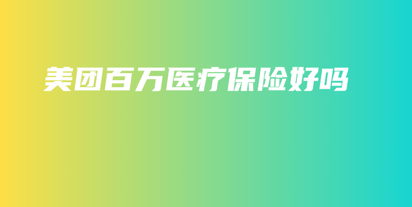美团百万医疗保险好吗-保点通