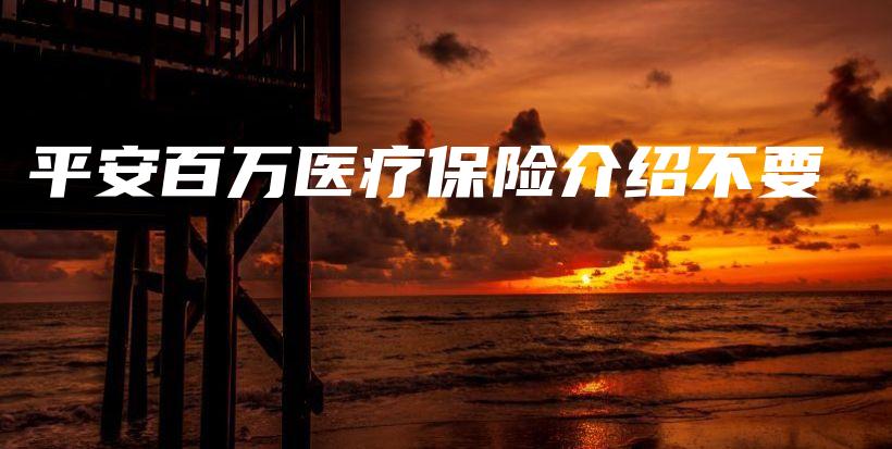 平安百万医疗保险介绍不要-保点通