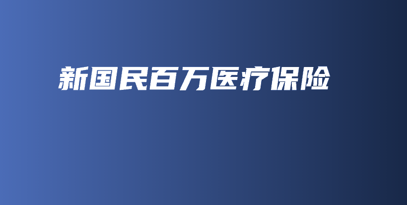 新国民百万医疗保险-保点通