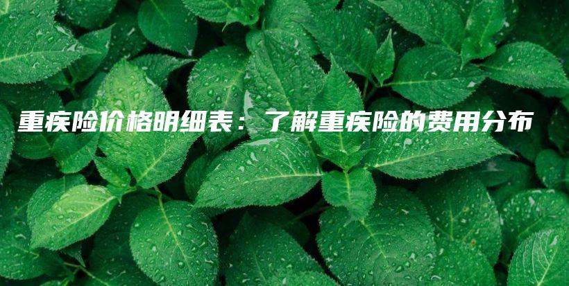 重疾险价格明细表：了解重疾险的费用分布-保点通