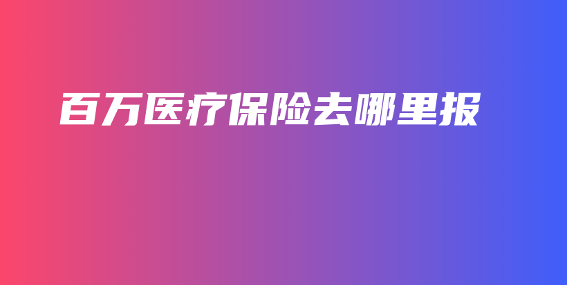 百万医疗保险去哪里报-保点通