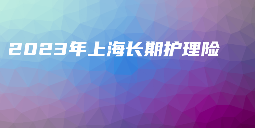 2023年上海长期护理险-保点通