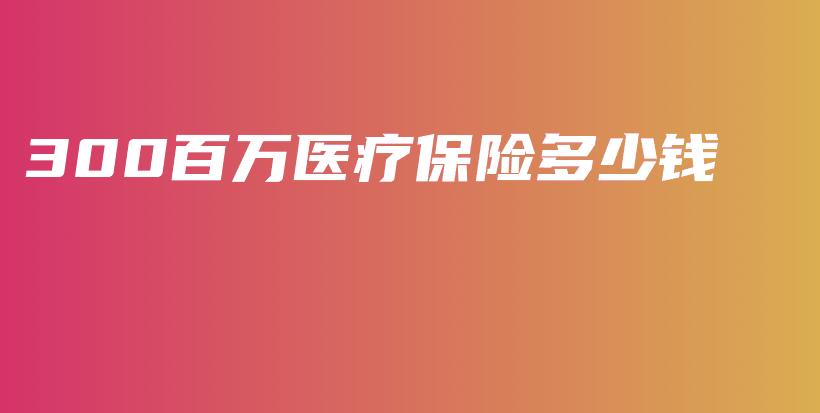 300百万医疗保险多少钱-保点通