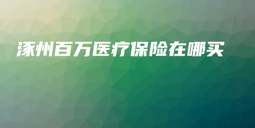 涿州百万医疗保险在哪买-保点通