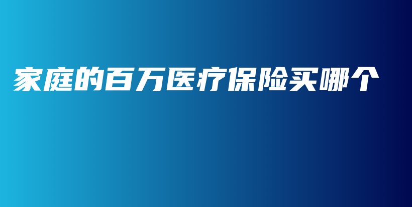 家庭的百万医疗保险买哪个-保点通